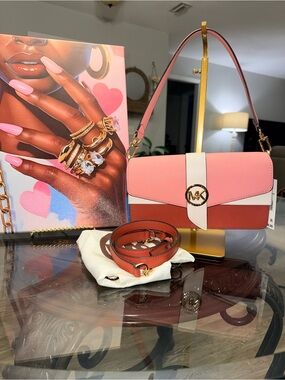 Michael Kors Pink, Coral & Cream Colorblock Crossbody Bag